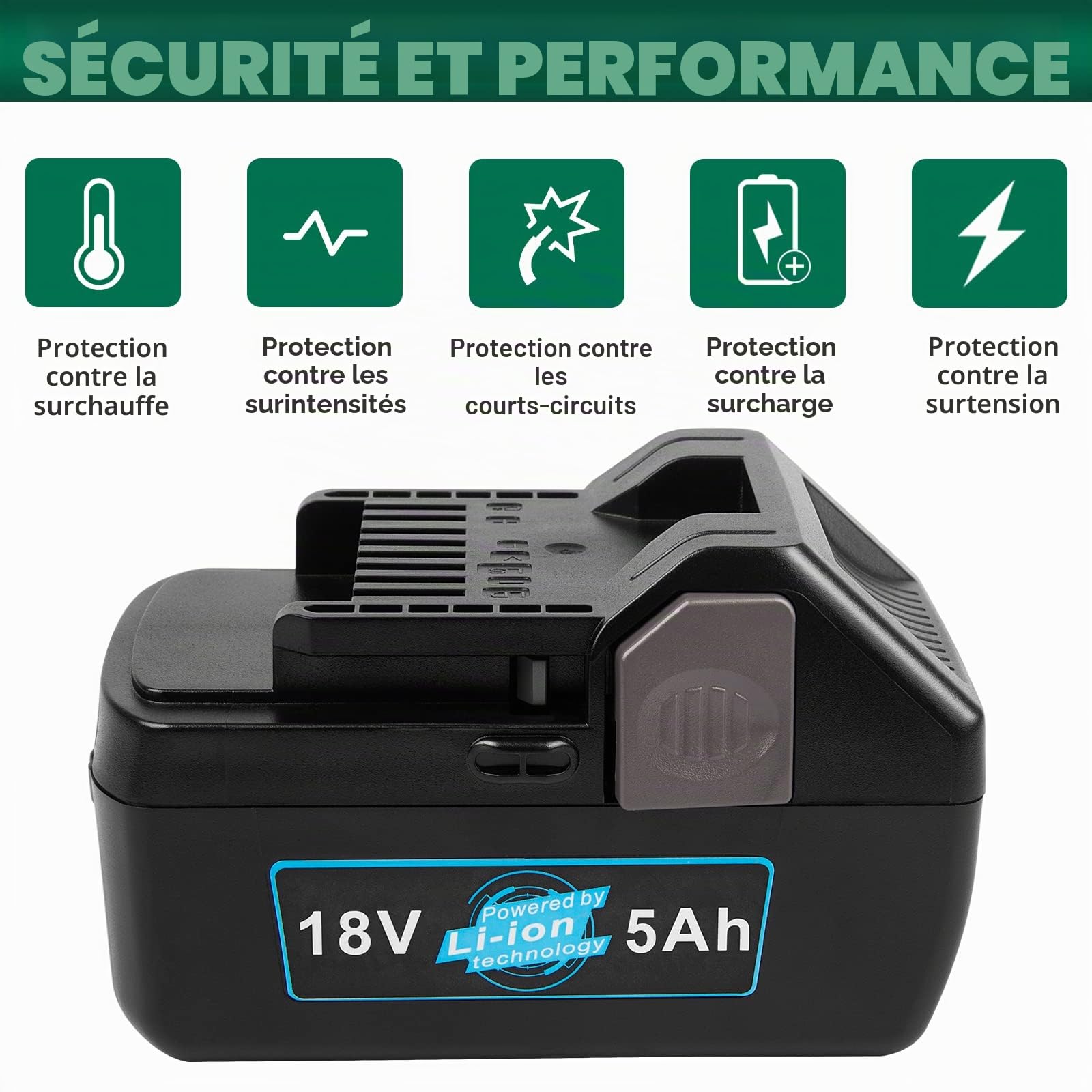 ASUNCELL 18V 5000mAh Batterie de remplacement pour outil électrique pour HITACHI 339782 BSL1830C 330139 330557 BSL1815X BSL1815S BSL1830 Hitachi C18DSLP4 CJ 18DSLP4 C 18DSL2 FCG 18DL R 18DSL Pack de 2