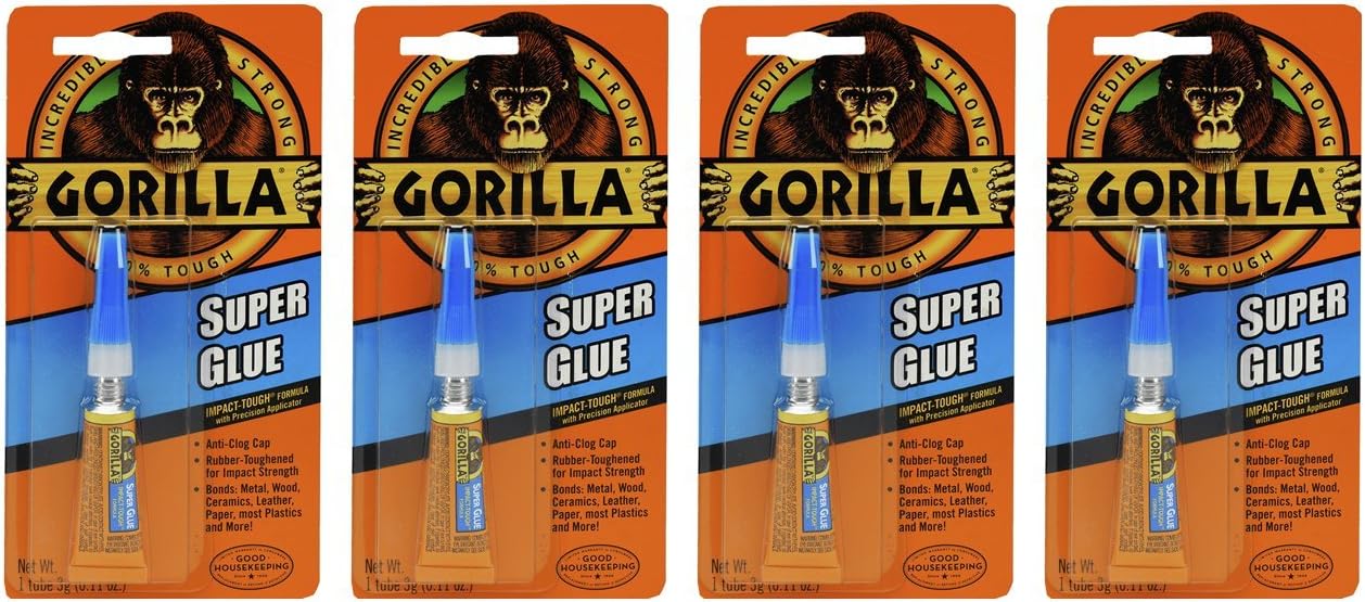 Gorilla Super Glue Tube, 3 Gram, Clear, (Pack of 10)