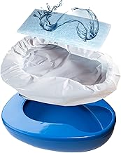 Set of Contoured Frying Pans with 25 Pads and Super Absorbent Pads – Sanitary Bed Pan for Hospital or Home Use of Elderly and Bedridden Patients – Pads Absorb Up to 1000 ml