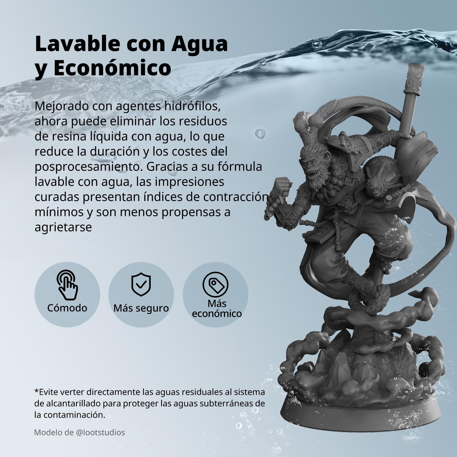 ANYCUBIC Water-Wash ABS-Like Resin 3.0, Resina para Impresoras 3D, Negro 2KG