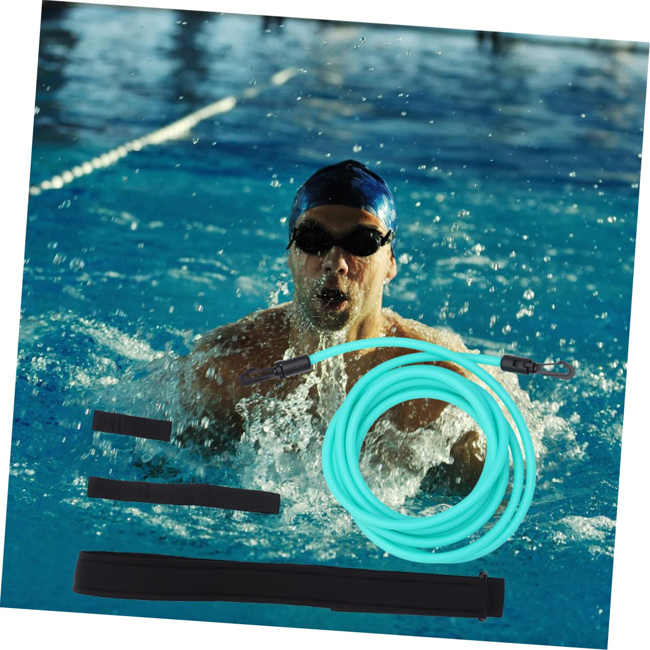balacoo Elastic Swim Training Belt Pool Life Belt Resistance Band Swimming Workout Aid