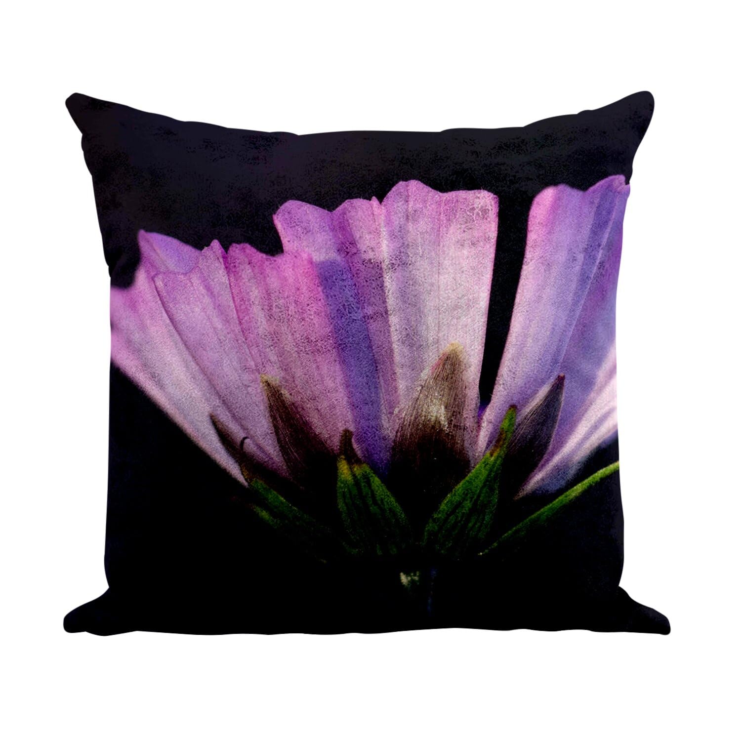 Coussin similicuir blanc 40x40 fleur violette macro pour salon