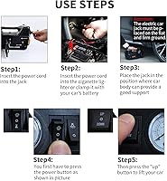 Vista 8 de Gato eléctrico para auto de 5 toneladas 12V, gato hidráulico con soporte para auto, gato de elevación con bomba de neumáticos integrada para SUV