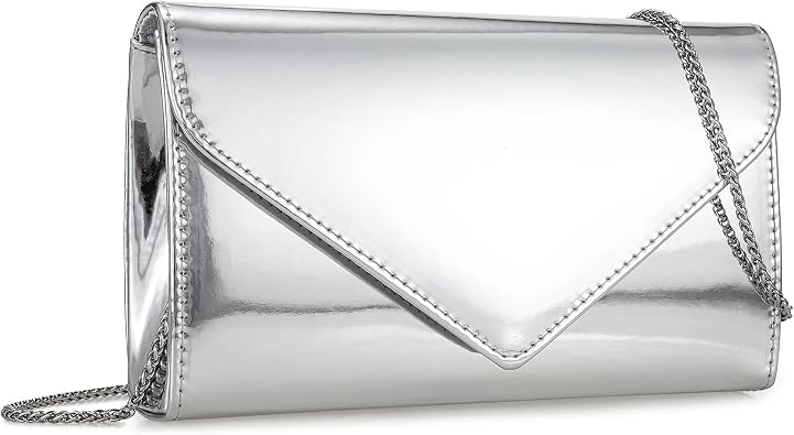 IXEBELLA Womens Mirrored Metallic Faux Leather Evening Bag Glimmering Clutch Purse for Prom/Cocktail/Wedding/Party
