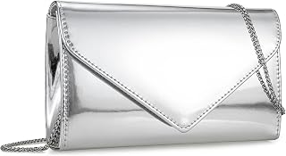 Women’s Mirrored Metallic Faux Leather Evening Bag Glimmering Clutch Purse for Prom/Cocktail/Wedding/Party