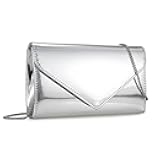 IXEBELLA Women’s Mirrored Metallic Faux Leather Evening Bag Glimmering Clutch Purse for Prom/Cocktail/Wedding/Party