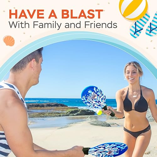 Miniatura 7 de Sunlite Sports Juego de remo de playa, 2 paletas y 2 2 bolas, perfecto para diversión en el patio trasero o al aire libre o playa o césped, azul