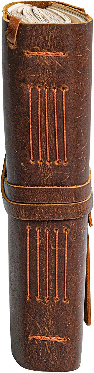 Leather Journal Notebook - Rustic Handmade Vintage Leather Bound Journals for Men and Women - Leather Craft Unlined Paper 300 Pages, Leather Book Diary Pocket Notebook, Diary To Write In (5 x 7)