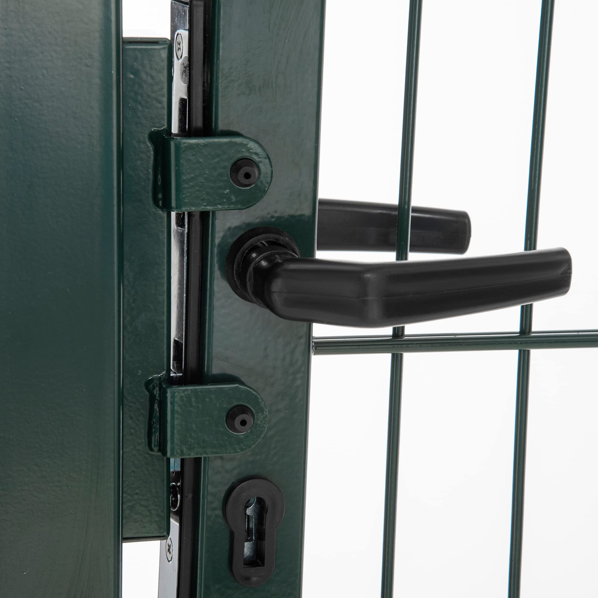HOMCOM Puerta de jardín Puerta de valla de acero Puerta de patio Manivela Cerradura y llaves 97 x 150 cm Verde | Puerta de valla, puerta de patio, con llaves