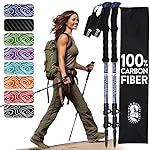 100% Carbon Fiber Trekking Poles by USA Brand - Ultra Strong Lightweight Collapsible Hiking Poles with Cork and EVA Foam Grips & Quick Adjustable Flip Locks