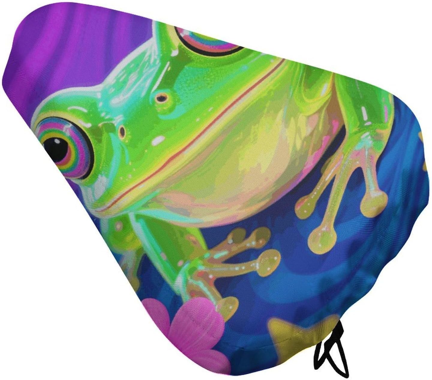 Waterproof Bike Seat Cover with Drawstring -Hippie Frog Universal Exercise Bike Seat Cushion for Men & Women, Comfortable Non-Slip Bicycle Saddle Cover for Road/Mountain Bikes