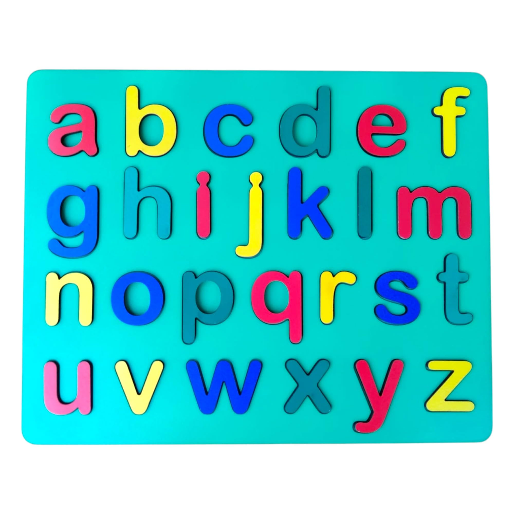 Wooden English Small Alphabet Board for Kids | 26 Letters & 1 Board | 24×30 cm | Multicolor Non-Toxic Painted | Montessori Educational Alphabet Board for Preschool Learning | Age 3 Years+-image-1