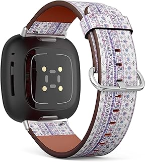 CJBROES Replacement Leather Watch Band, Compatible with Fitbit Versa 3 and Fitbit Sense of Wristband Bracelet Accessory - Ethnic Boho Tribal