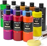 Shuttle Art Acrylic Paint, 24 Colors Acrylic Paint Bottle Set, 250ml/8.45oz Each, Rich Pigments, High Viscosity, Bulk Paint for Artists, Beginners and Kids Painting on Rocks Crafts Canvas Wood Ceramic