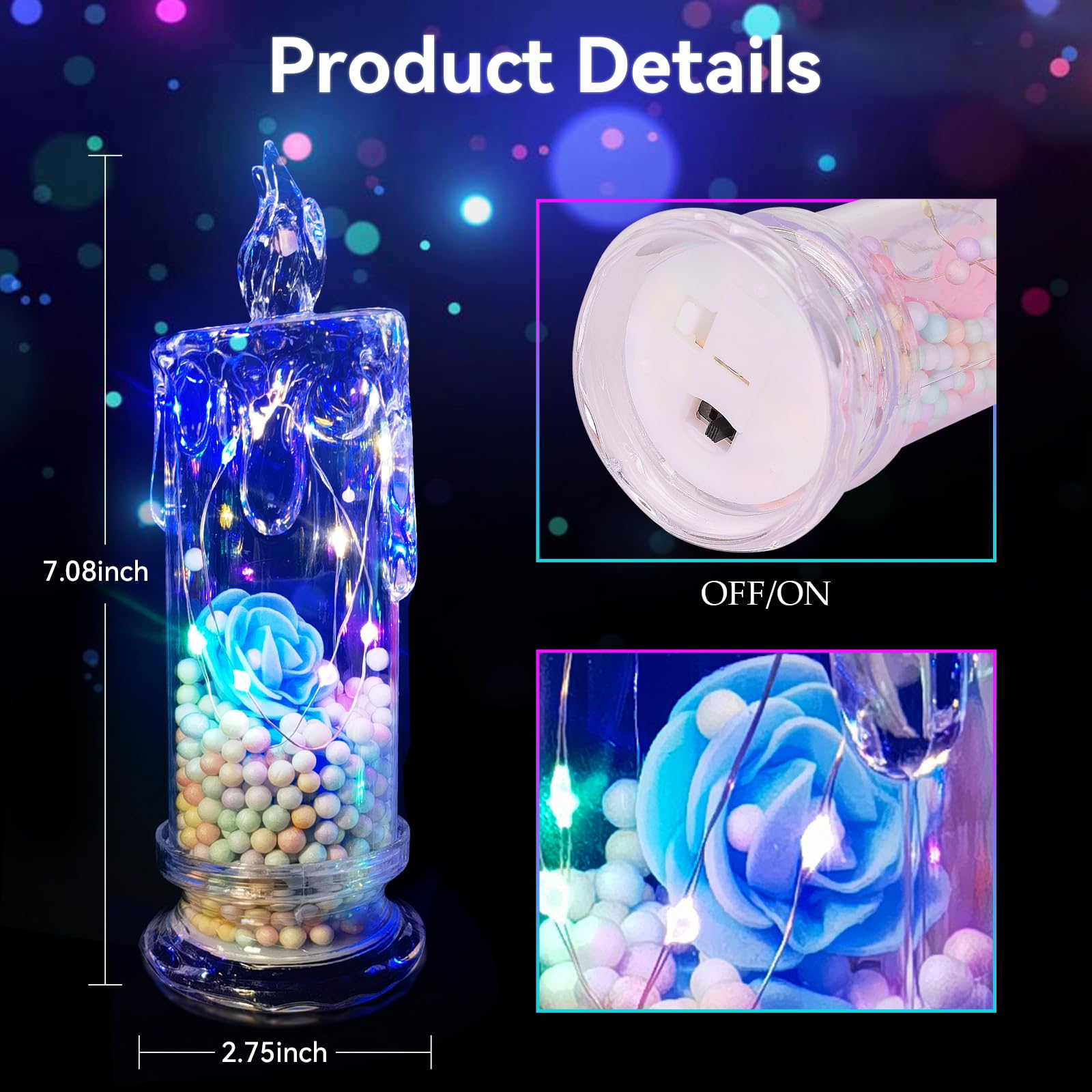 4PCS LED Flickering Flameless Candles (D:2.5