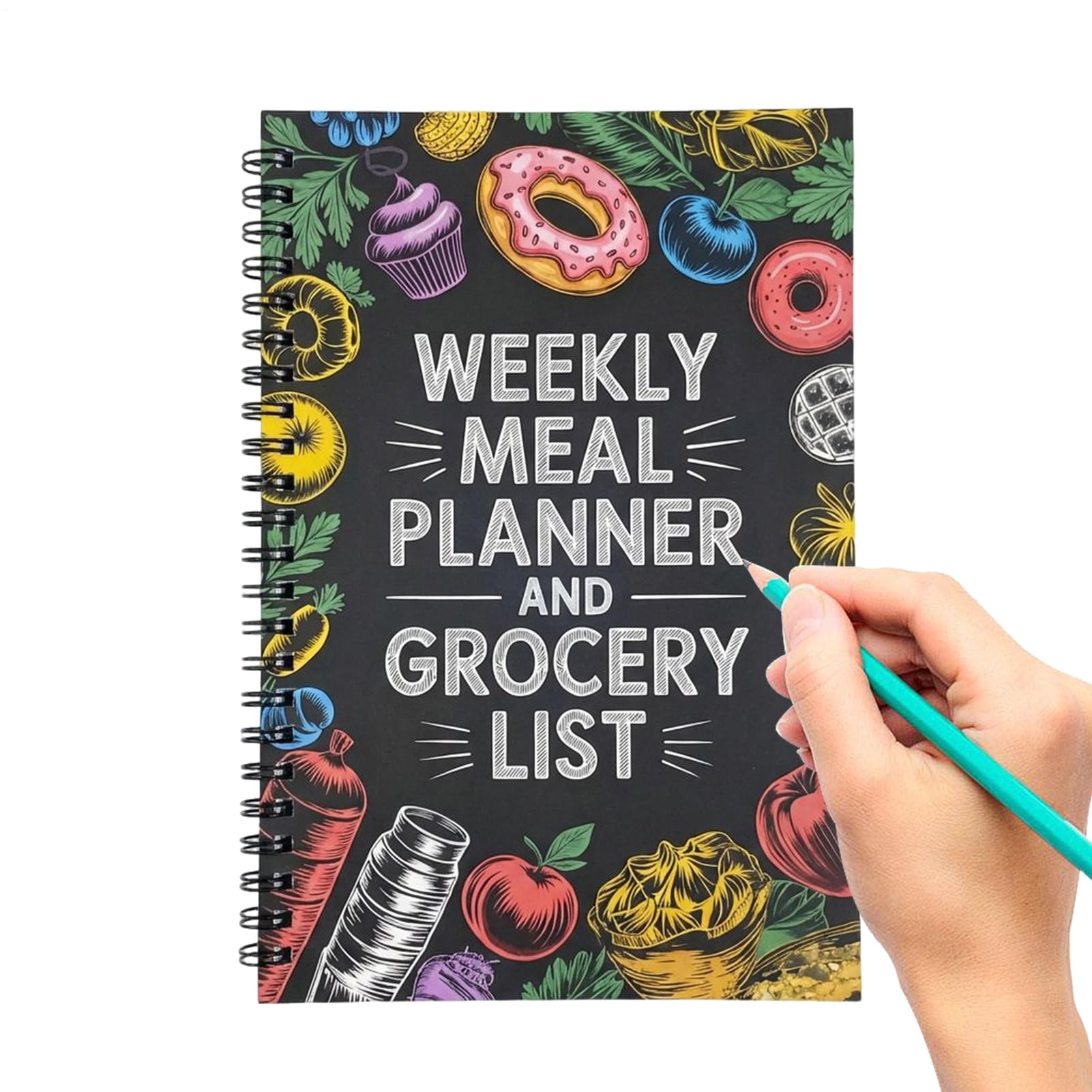 Weekly Meal Planner - 100 Page Spiral Bound Schedule Journal Organizer Plan Book - Meal Prep Journal with Shopping List - For Home, Office, School, College, Gym, Adults, Women, Moms