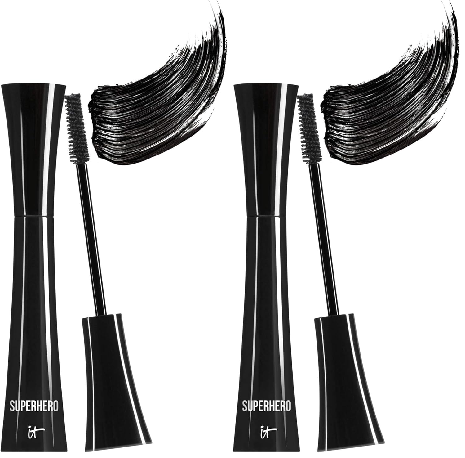 IT Cosmetics Superhero Mascara – Volumizing & Lengthening Black Mascara, Buildable Lash Volume, Collagen, Biotin, Peptides, Lifting & Curling Formula, Super Black Pigment, Suitable for Sensitive Eyes