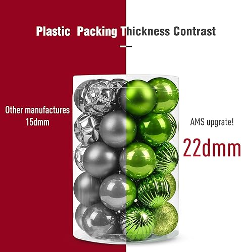 Miniatura 137 de AMS 2.36''/60mm 34ct Christmas Ball Large Ornaments Party Decorations Shatterproof Festival Pendant Hangings for Xmas Tree Decor (60mm, Purple)