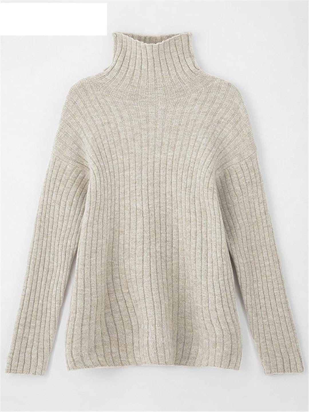 Suéter De Cuello Alto para Mujer, Suéter Informal A Rayas, Tops Tipo Túnica De Manga Larga