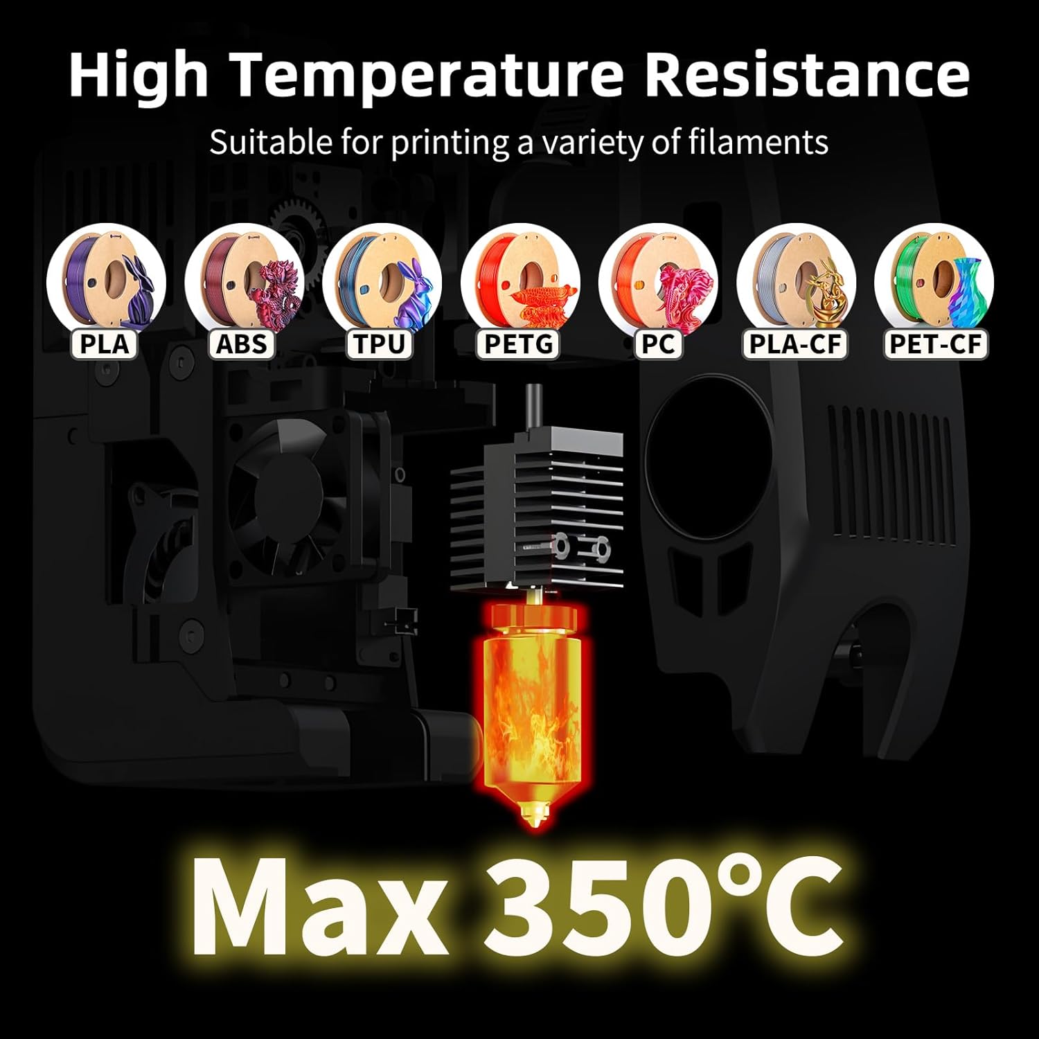 K2 Plus Ceramic Hotend Kit with 2Pcs 0.4mm Hardened Steel Nozzle Replacement, Integrated Quick Swap Extruder Hotend High Flow Hot End for Creality K2 Plus 3D Printer Extruder Parts