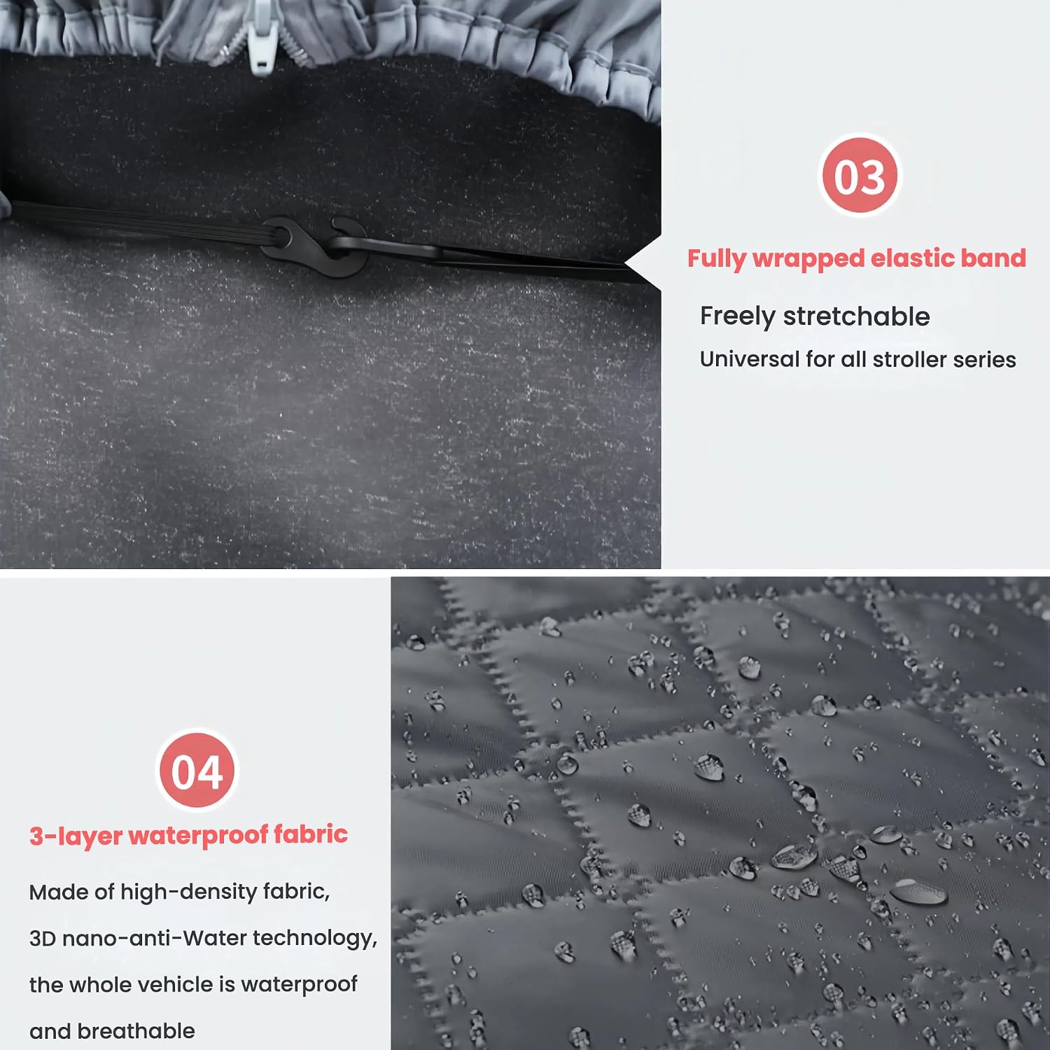 Universal Stroller Rain Cover, All-Weather Waterproof & Windproof Weather Shield, Clear and Breathable Protection from Rain, Snow, and Dust for Most Baby Strollers​