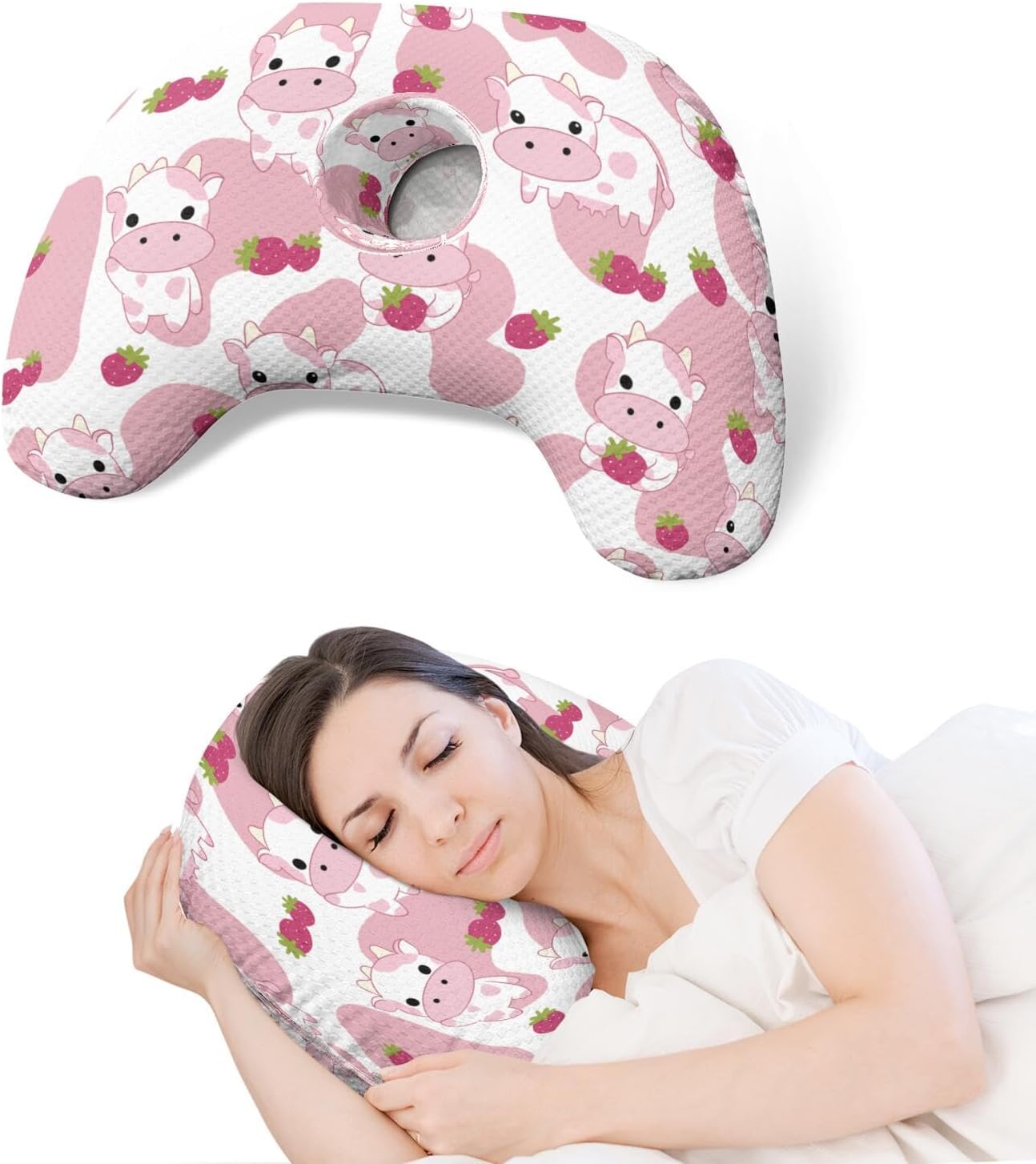 Ear Piercing Pillow with Ear Hole for Side Sleeper Relief Ear Pain,Cotton and Polyester Ear Pillows,Washable Ear Guard Pillow