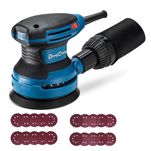 DongCheng Ponceuse Excentrique 380W Professionnelle,20 Disques Abrasifs et Sac à