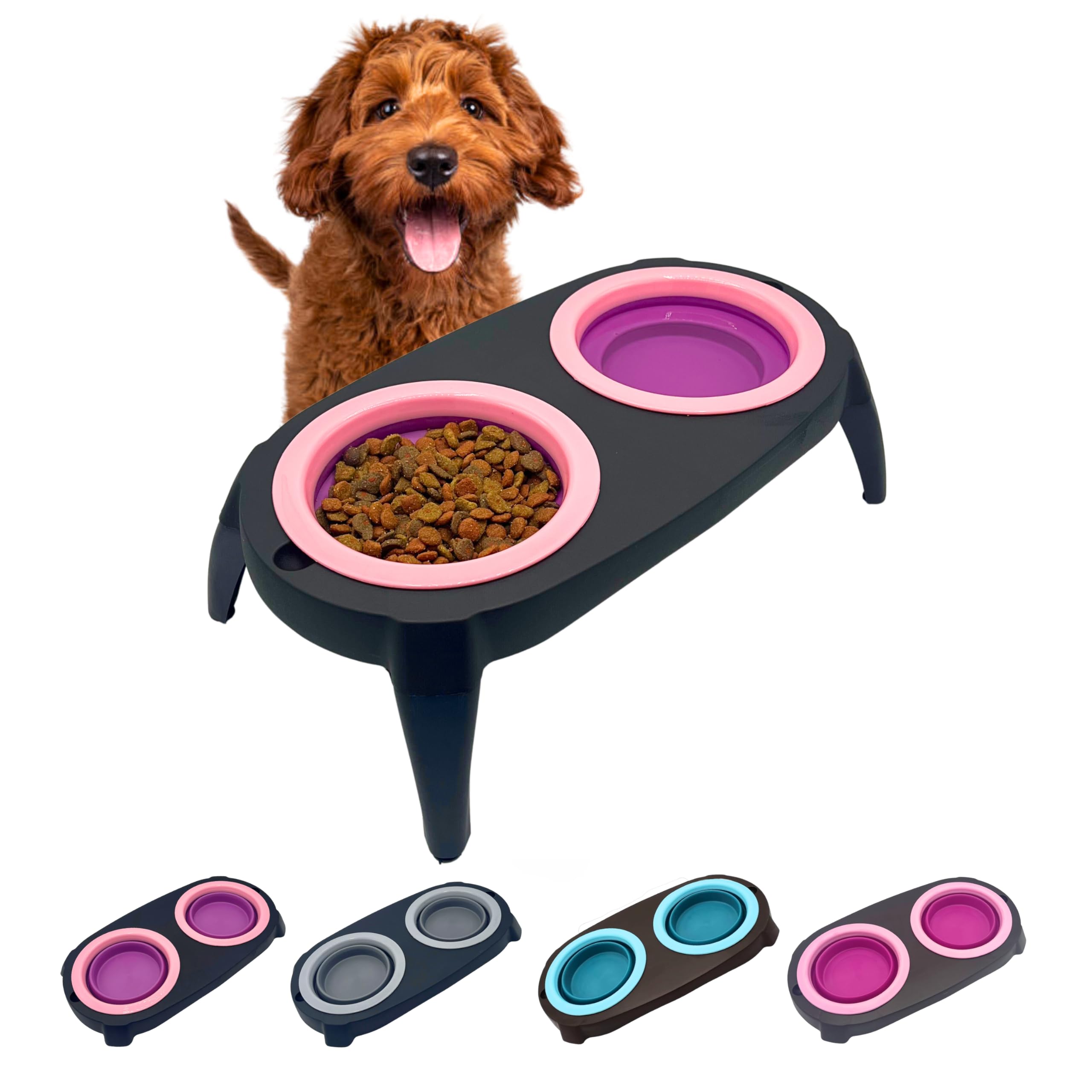 EL ÁTICO PETS Comedero Perro Elevado con Bebedero Antisalpicaduras Perro. Comedero Perro Antivoracidad Desmontable