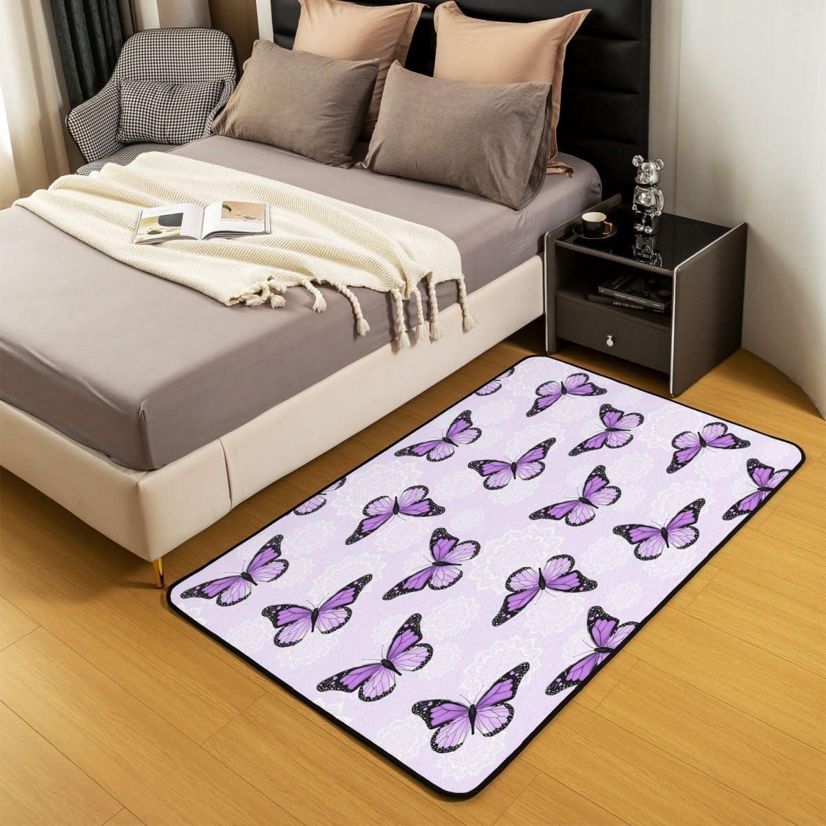 Homewish Tapis Salon 150x200cm Papillon Violettete