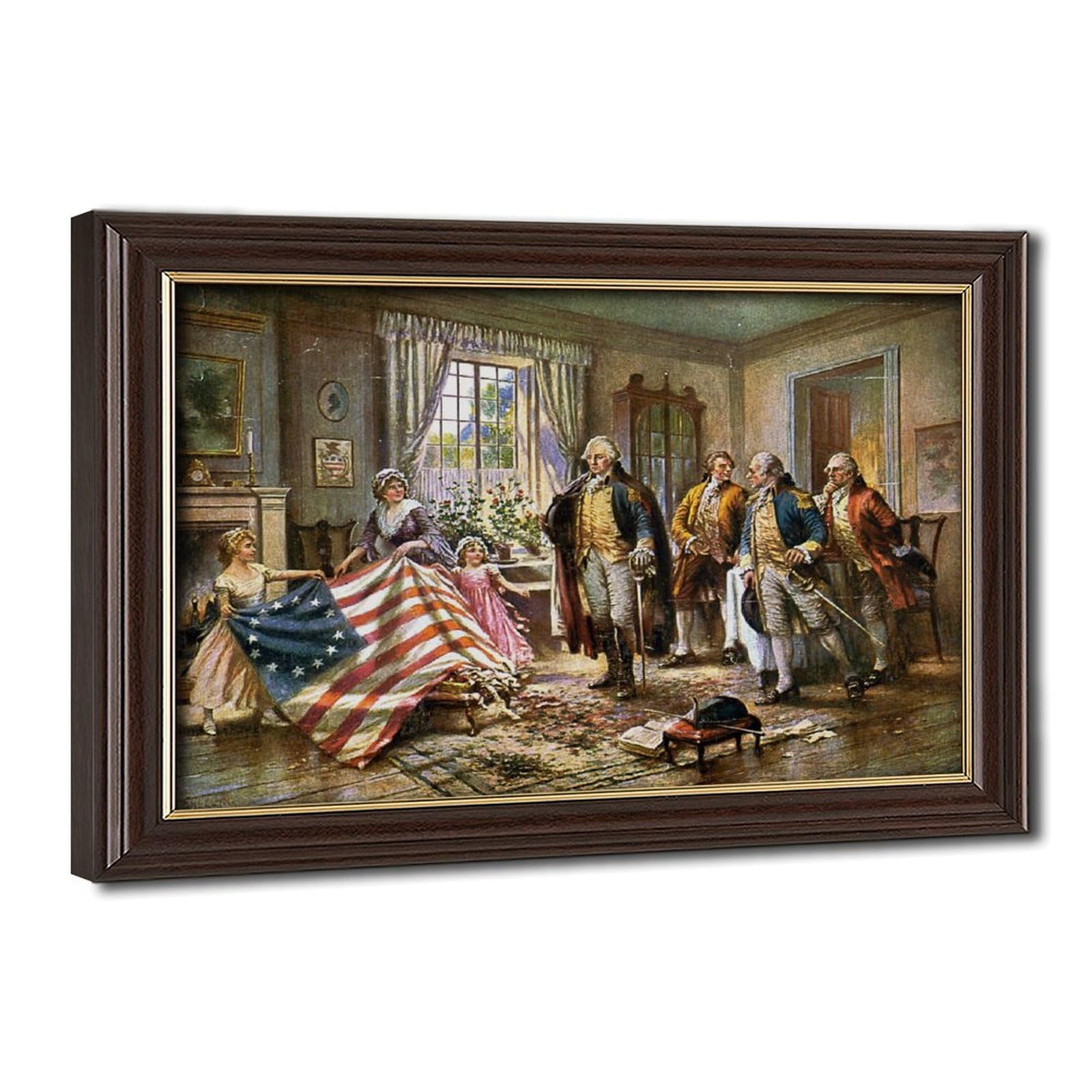 WCYB The Birth of Old Glory - Betsy Ross Presenting The Flag to George Washington by Edward Percy Moran Posters Prints Canvas Deco Paintings Wall Art Hanga