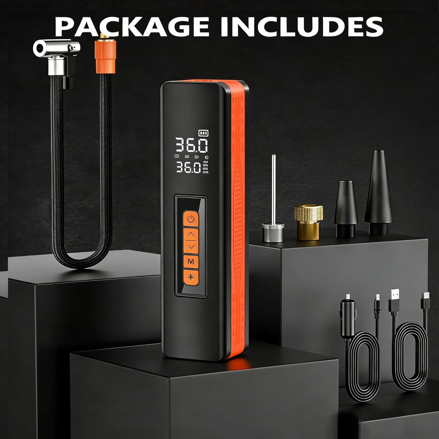 Tire Inflator Portable Air Compressor, 5X Faster 150 PSI Portable Tire Inflator for Car, Built-in Magnetic Storage, Auto Shut-Off Cordless Air Pump, LED Light for Cars, Motor, Bikes