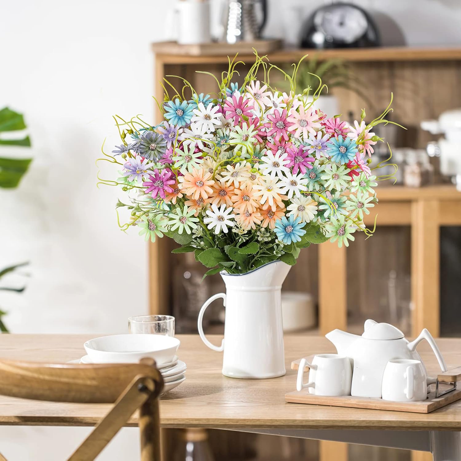 AmyHomie 6 Bundles Wildflowers Fake Daisy Outdoor Artificial Flowers UV Resistant Silk Wild Flower Bouquets Bulk Faux Plants Plastic Greenery for Decoration Vase Floral Spring Home Decor - Image 7