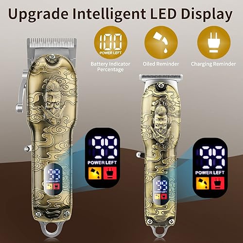 Miniatura 12 de Juego de cortapelos profesional para hombres, afeitadoras eléctricas de aluminio para hombres, kit de peluquería y recortadora con estuche de viaje