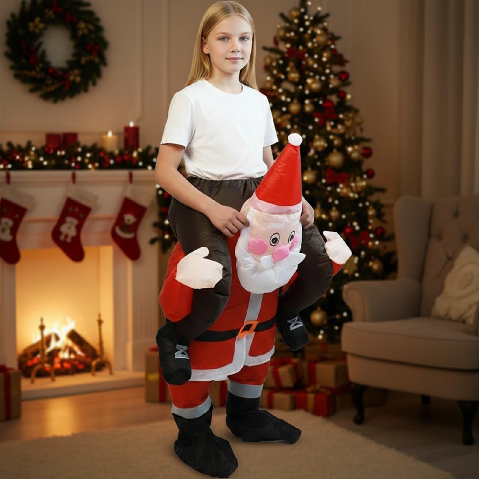 Nadmuchiwany kostium Świętego Mikołaja | Dmuchawa na baterie, Cosplay, nadmuchiwany kostium Świętego Mikołaja na Boże Narodzenie, na zimowe imprezy, spotkania rodzinne