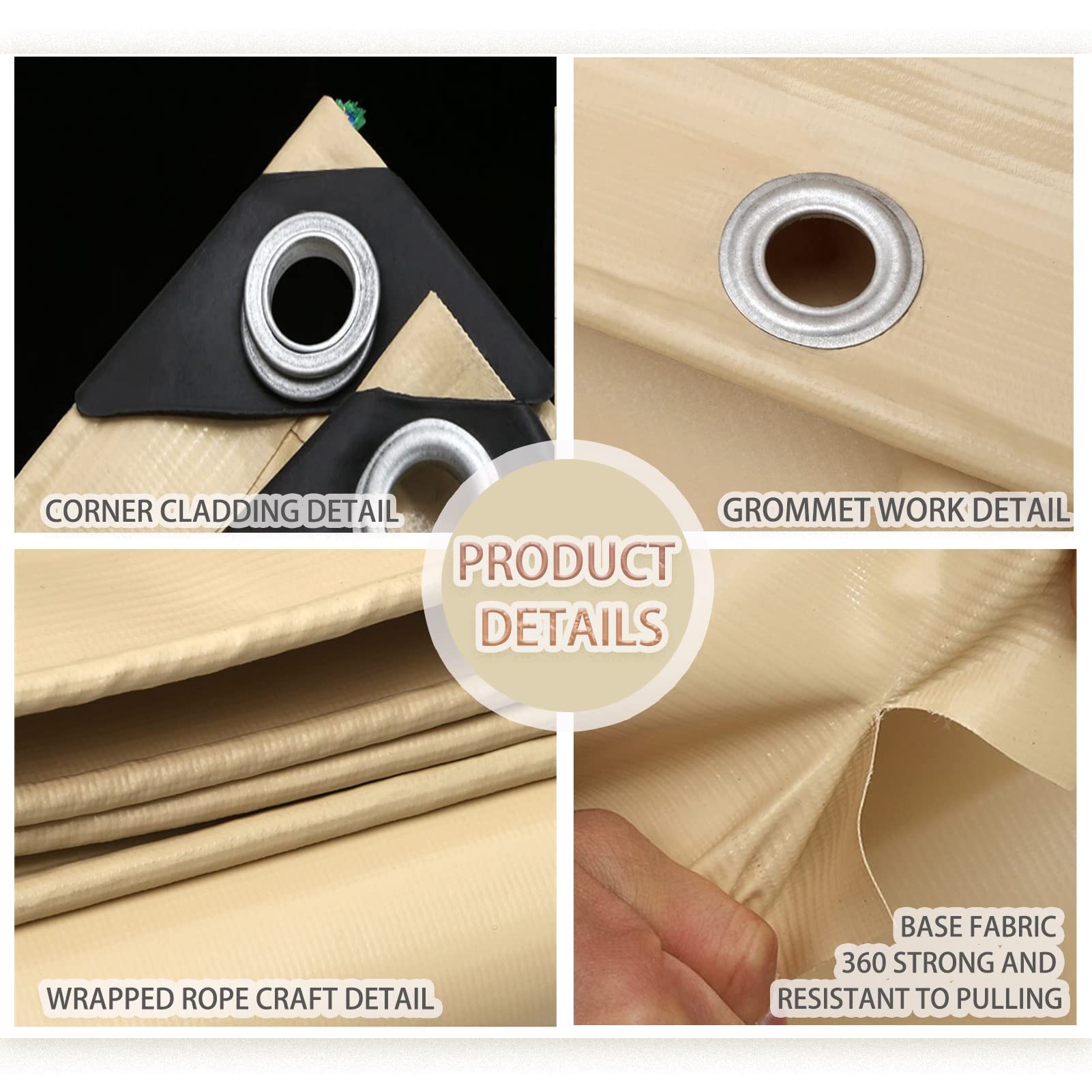 Telo di Copertura Impermeabile per mobili da Campeggio, Tenda da Giardino, Tenda da Esterno con Occhielli, Telo di Fondo Pieghevole Spesso 0,45 mm (Dimensioni: 1x3 m)