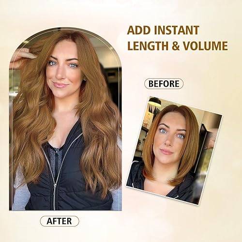 Vista 91 de Extensiones de cabello sintético con clip de 20 pulgadas para mujer, 4 piezas, extensiones de cabello largo y rizado, extensiones de cabello