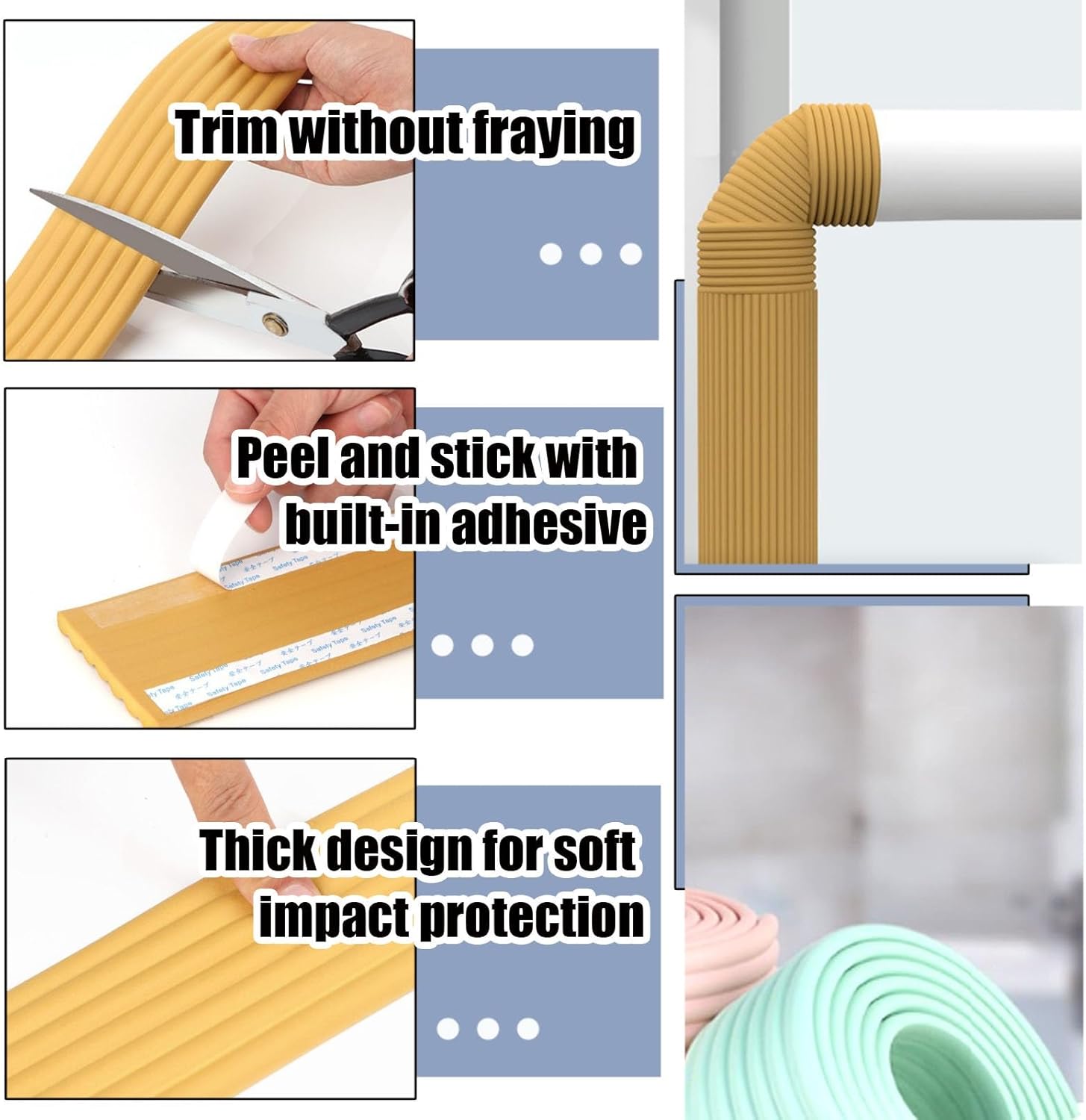 Pipe Insulation Foam, Pipe Insulation Tape Roll, Outdoor Water Pipe Insulation,Ac Pipe Insulation, Air Conditioner Foam Insulation- Foam Weather Stripping Seal Tape For Face Shield's Headband ( Color