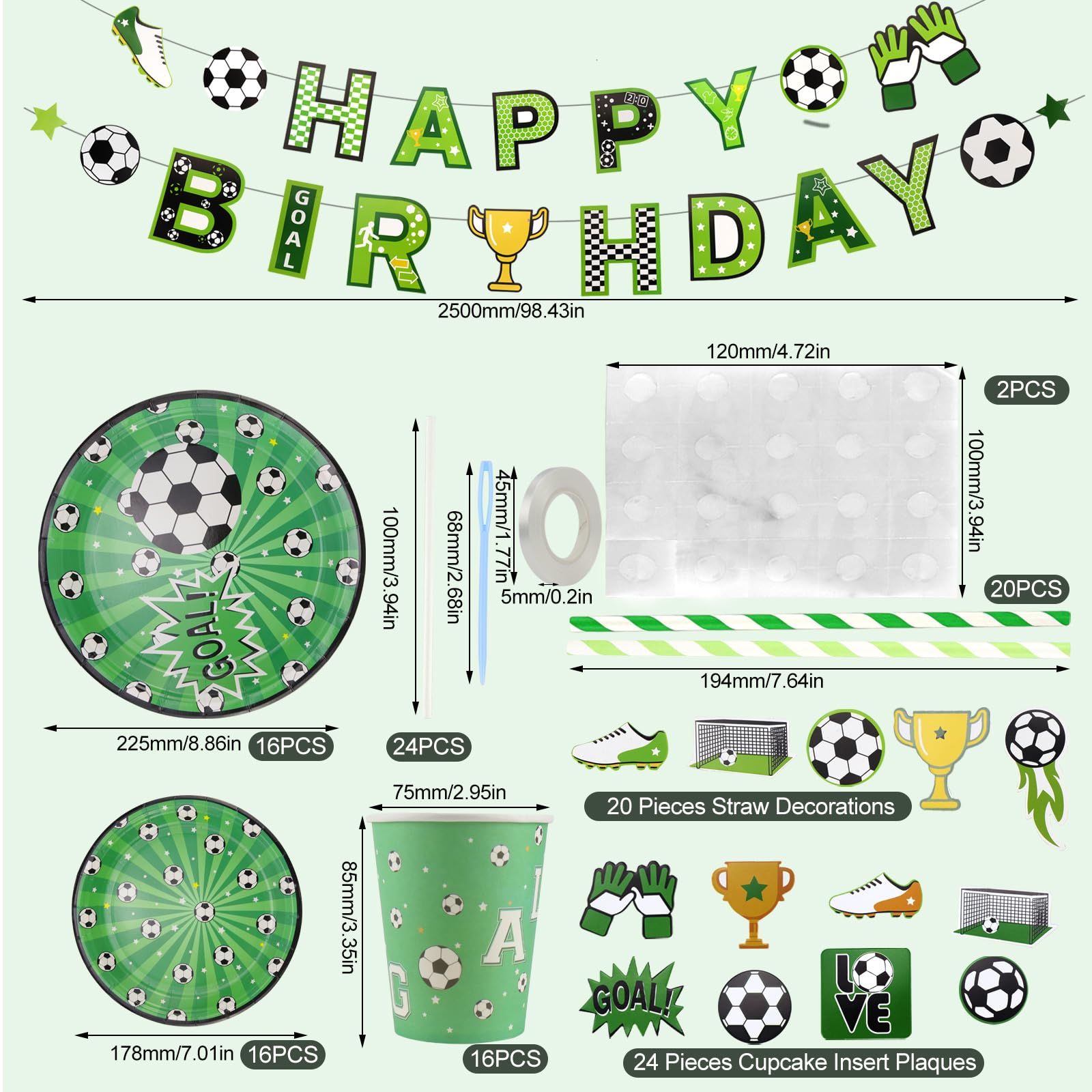 123-teiliges Fußball-Party-Set – Deko, Teller, Banner Für Sport-Geburtstag