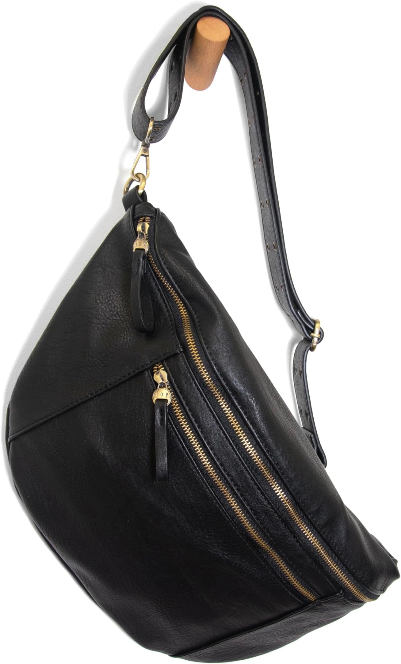Womens Vegan Leather Mel Large Sling Crossbody Bag - Black