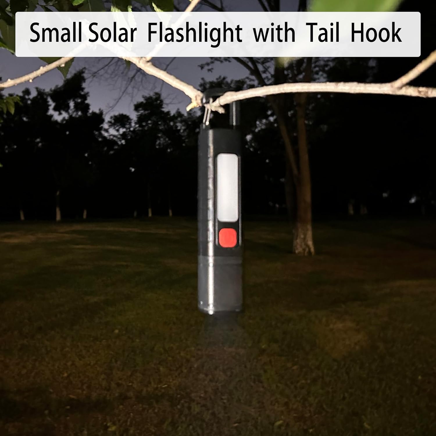 2 Pack Solar Flashlight, Rechargeable Zoomable LED Flashlight, High Lumens Solar Powered Flashlights with Tail Hook Rechargeable Handheld Flashlights for Home Emergency Camping Hiking