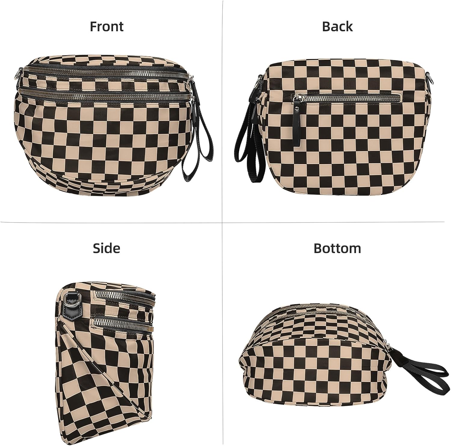 Titosha Oversized Nylon Bum Bags for Women Crossbody, Adjustable Strap Black Crossbody Bag Large Fanny Packs Sling Bag