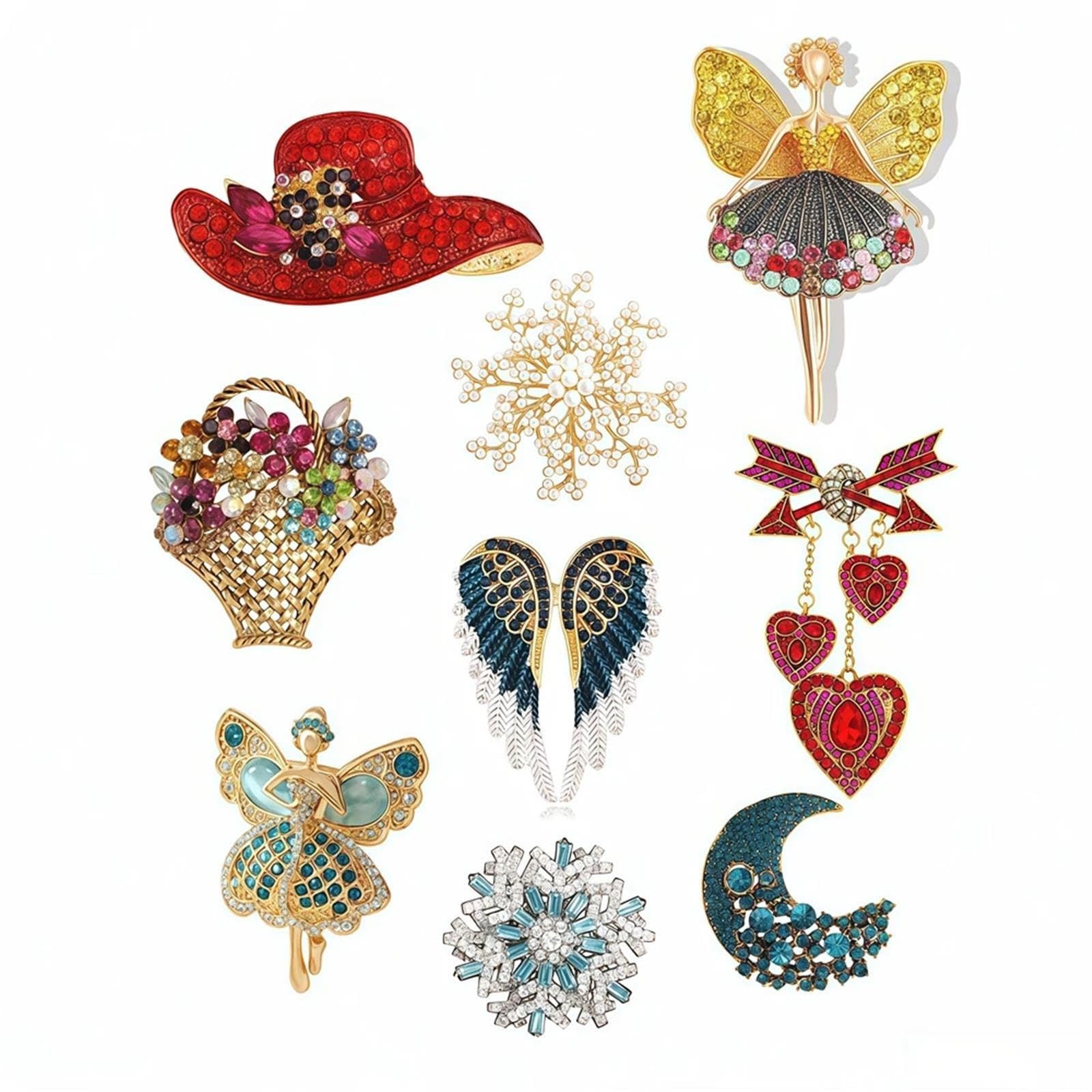 Anstecker Pin Broschen-Set mit Kristallnadel