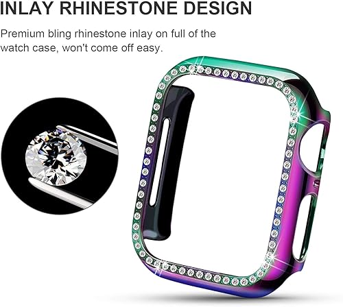 Miniatura 4 de Carcasa compatible con Apple Watch SE, 1.49, 1.57, 1.65, 1.73, (38mm, 40mm, 42mm, 44mm) diamantes de imitación de cristal para iWatch Series 6 5 4 3