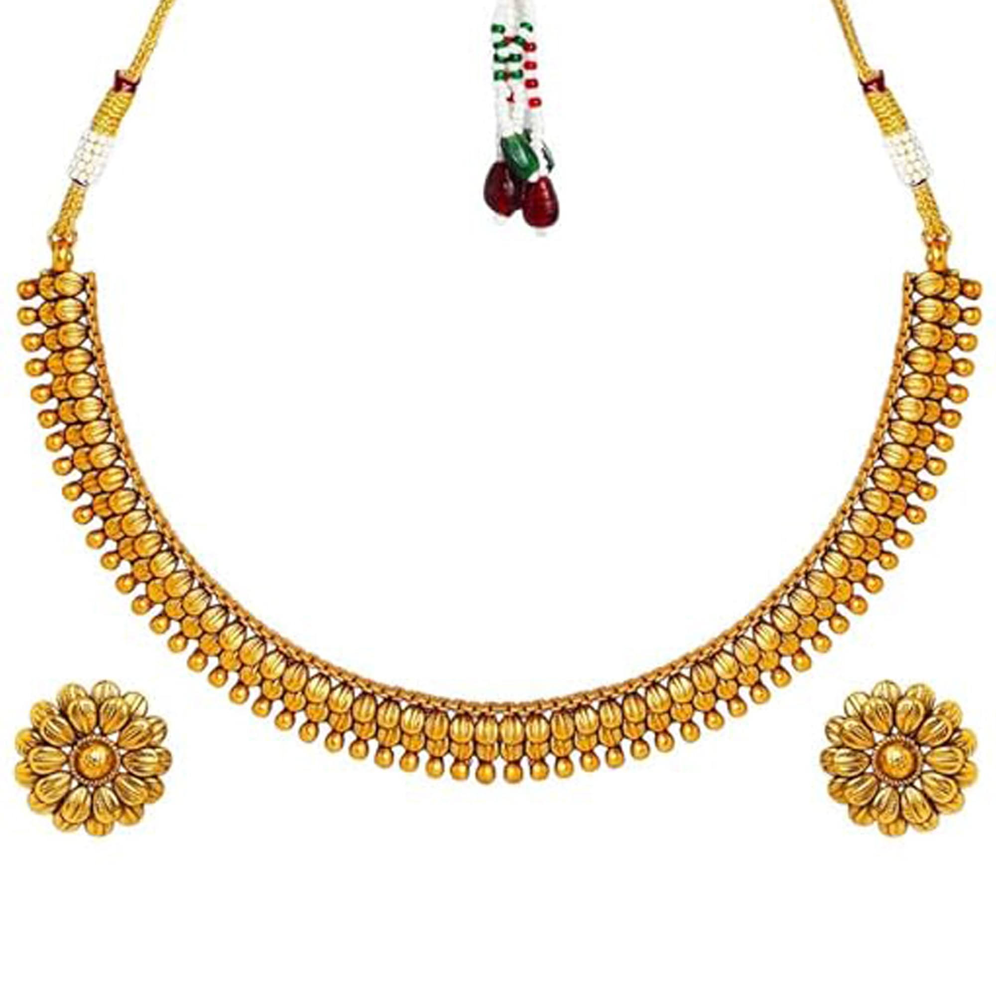 Fashion Frill Necklace for Women | Golden Necklace Set | Flower Necklace |Lay...