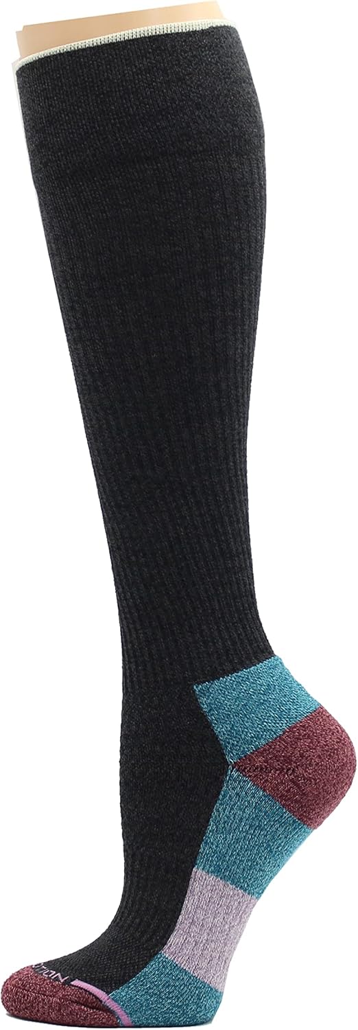 Dr. Motion Women Outdoor Hiking Walking Compression Knee High Socks With Enhanced Cushion Wicking Heat Retaining Yarn 3 Pairs