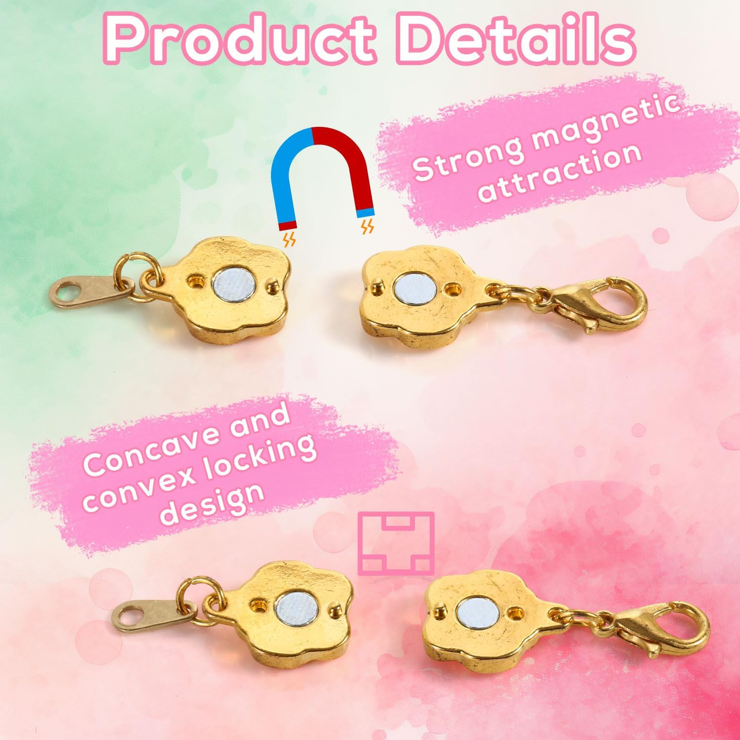 12pcs Magnetic Necklace Clasps and Closures, Alloy Necklace Extenders Gold Silver Rose Heart Magnetic Bracelet Clasps and Closures for Jewelry Making - Image 4