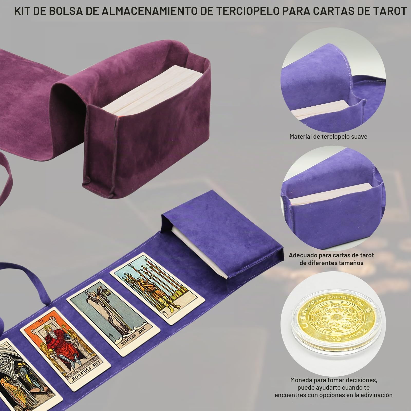 HINGTAI El Kit de 2 Bolsas para Tarjetas, Soporte de exhibición Solar,portatarjetas para Naipes y Cartas de Tarot, Cubierta de oráculo, Accesorios de Tarot