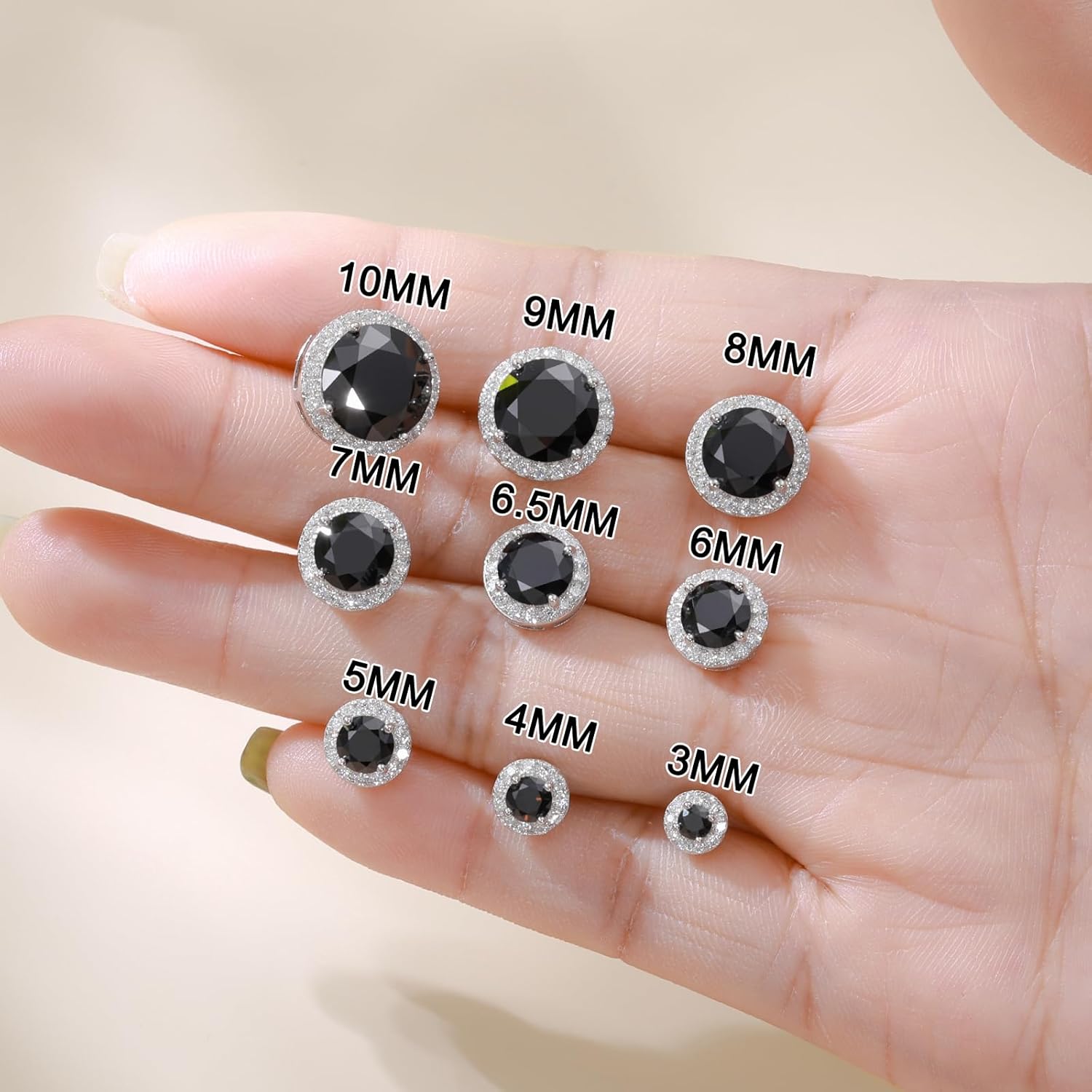 Moissanite Halo Earrings Stud Screw Back 0.2-8.0ct 3-10mm 18K White Gold Plated 925 Sterling Silver Lab Round Cut Brilliant Moissanite Halo Earrings for Women Men - Image 2