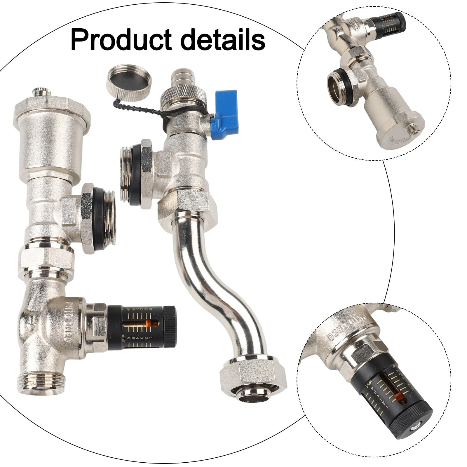 Valvola di bypass collettore per riscaldamento a pavimento, regolatore di pressione differenziale autoregolante con per presa d'aria automatica, per display a doppia unità 210 mm