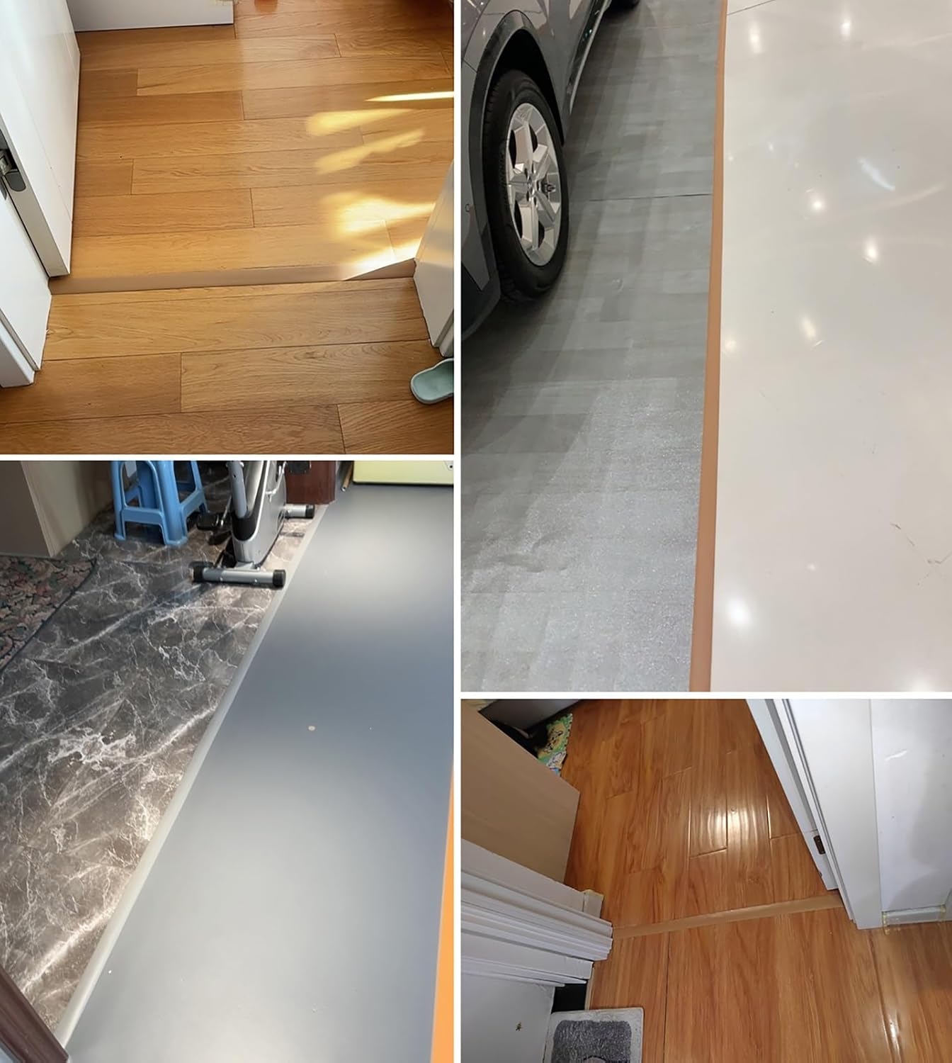 Threshold Strip PVC Floor Smooth Transition Strip, Cuttable Divider Strip for Garage/Home Gym, Self-Adhesive Carpet Trim/Threshold Ramp, 3.3ft-33ft (Color : Black, Size : Lenght-4m(13ft))